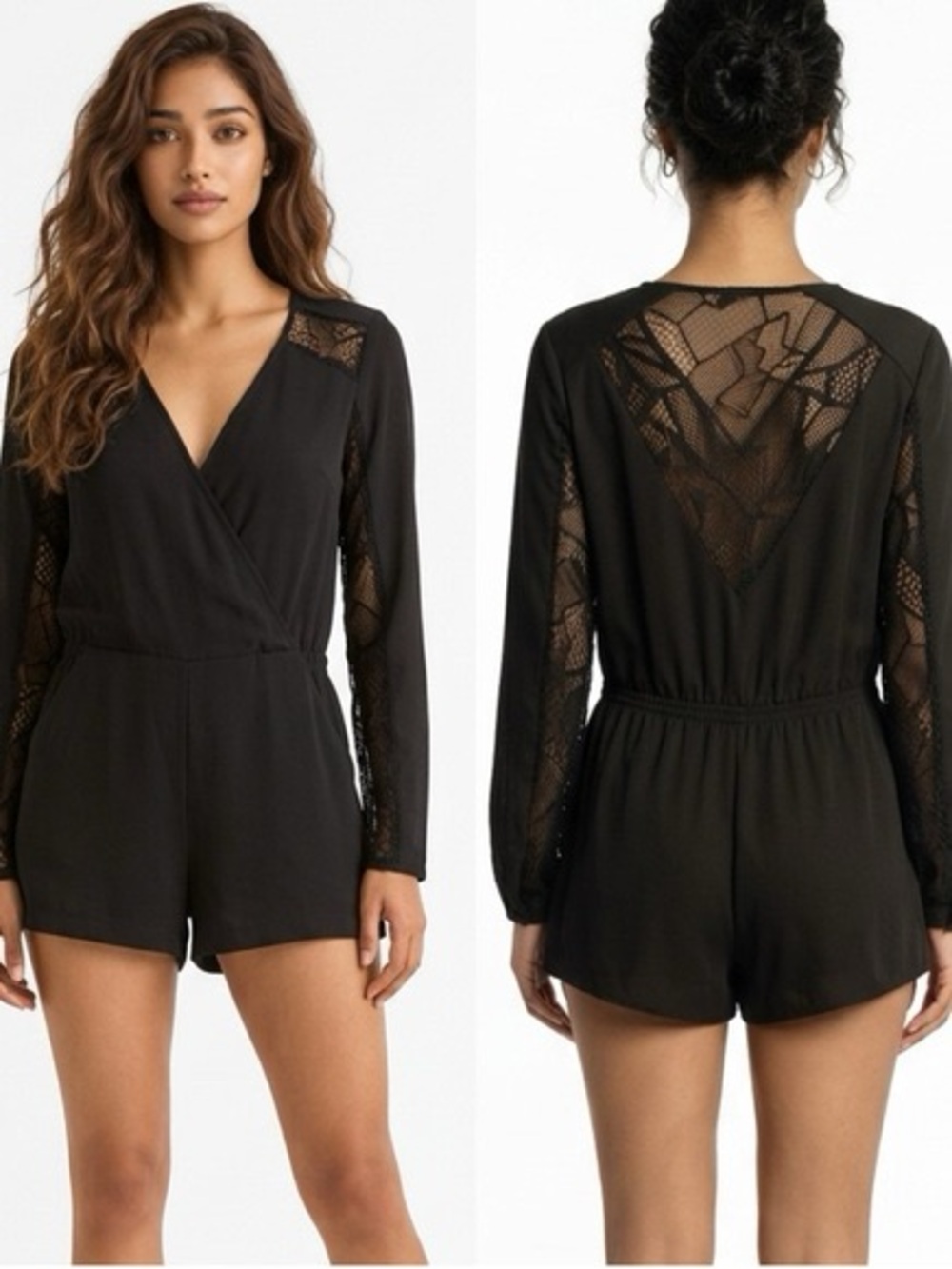 Parker Black Lace-Detail Romper